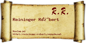 Reininger Róbert névjegykártya